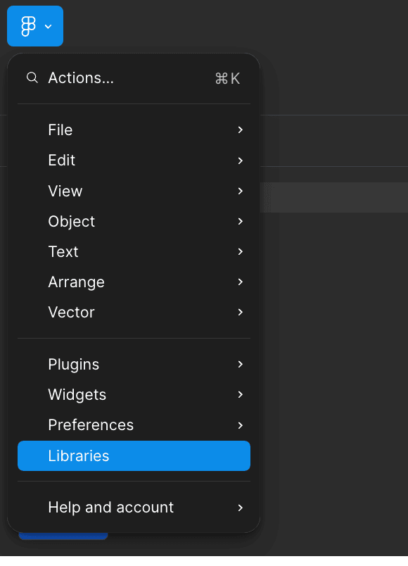 Opening the library modal via the menu